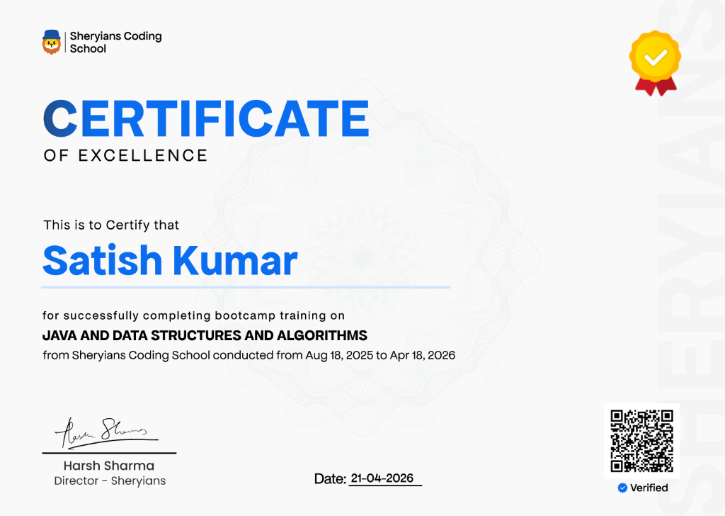 Sheryians Java DSA Certificate Thumbnail